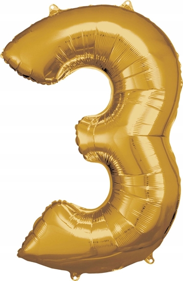 Picture of AMSCAN Balon foliowy dua cyfra 3 zota 58x86cm spakowany 9906268