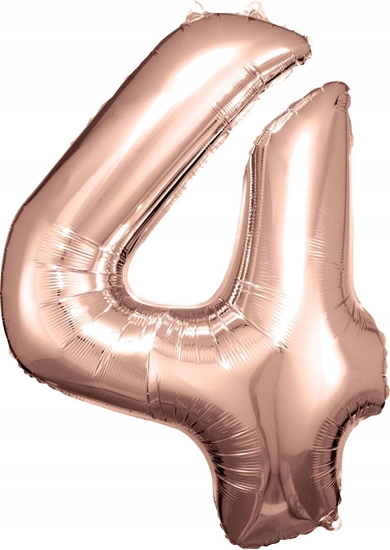 Изображение AMSCAN Balon foliowy dua cyfra 4 róowe zoto 65x86cm 9906279