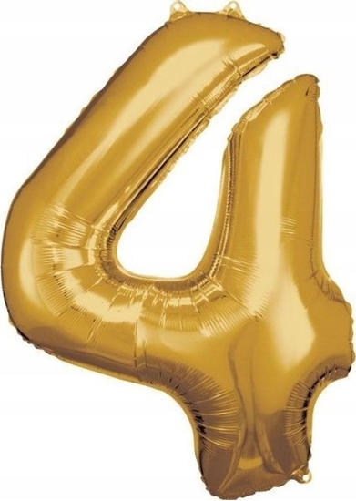 Picture of AMSCAN Balon foliowy dua cyfra 4 zota 65x86cm spakowany 9906269