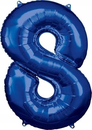 Изображение AMSCAN Balon foliowy dua cyfra 8 niebieski 57x86cm 9907290