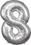 Attēls no AMSCAN Balon foliowy Dua cyfra 8 srebrna 57x86cm N34 spakowany 9906293