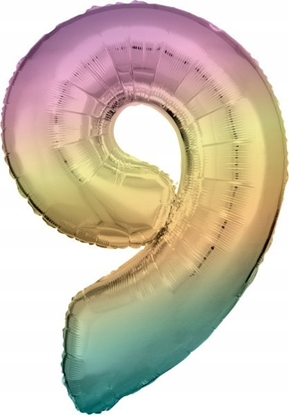 Attēls no AMSCAN Balon foliowy dua cyfra 9 Tcza Pastel 60x86cm N34 spakowany 9909707