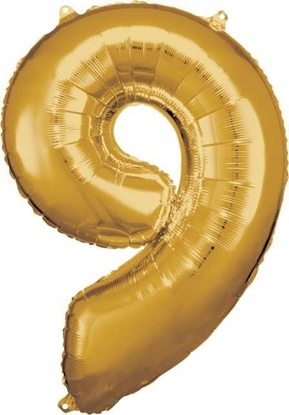 Attēls no AMSCAN Balon foliowy dua cyfra 9 zota 60x86cm spakowany 9906274