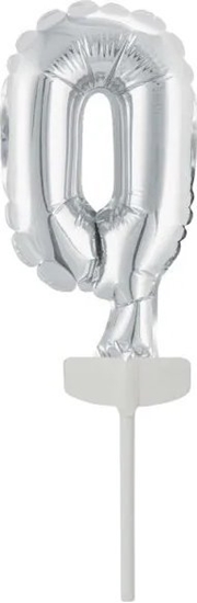Изображение AMSCAN Balon foliowy mini cyfra 0 srebrna 7,5x12cm