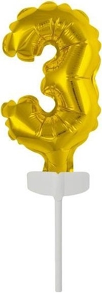 Attēls no AMSCAN Balon foliowy mini cyfra 3 zota 7x12cm