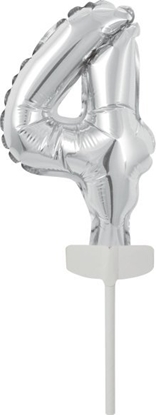 Attēls no AMSCAN Balon foliowy mini cyfra 4 srebrna 8x12cm