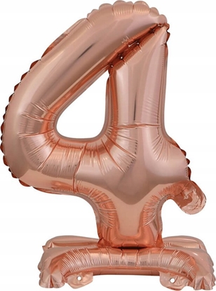 Attēls no AMSCAN Balon foliowy mini cyfra 4 ze stopk róowe zoto 22x40cm 9911737