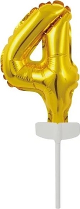 Attēls no AMSCAN Balon foliowy mini cyfra 4 zota 8x12cm