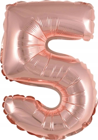 Изображение AMSCAN Balon foliowy mini cyfra 5 róowe zoto 25,5x40cm 9909693