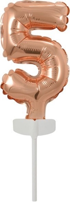 Attēls no AMSCAN Balon foliowy mini cyfra 5 róowe zoto 7x12cm