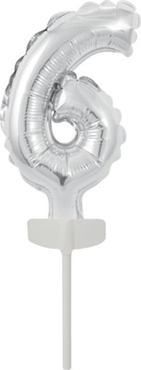 Attēls no AMSCAN Balon foliowy mini cyfra 6 srebrna 7x12cm