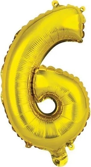Изображение AMSCAN Balon foliowy mini cyfra 6 zota 29x40cm 9909684