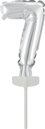 Изображение AMSCAN Balon foliowy mini cyfra 7 srebrna 7,5x12cm