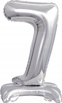 Attēls no AMSCAN Balon foliowy mini cyfra 7 ze stopk srebrny 22x40cm 9911730