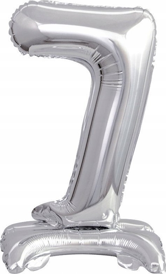 Изображение AMSCAN Balon foliowy mini cyfra 7 ze stopk srebrny 22x40cm 9911730