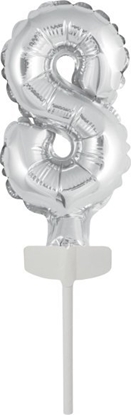 Picture of AMSCAN Balon foliowy mini cyfra 8 srebrna 6,5x12cm