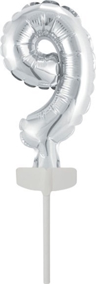 Picture of AMSCAN Balon foliowy mini cyfra 9 srebrna 7x12cm