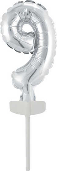 Picture of AMSCAN Balon foliowy mini cyfra 9 srebrna 7x12cm