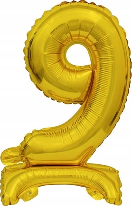 Picture of AMSCAN Balon foliowy mini cyfra 9 ze stopk zoto 22x40cm 9910077