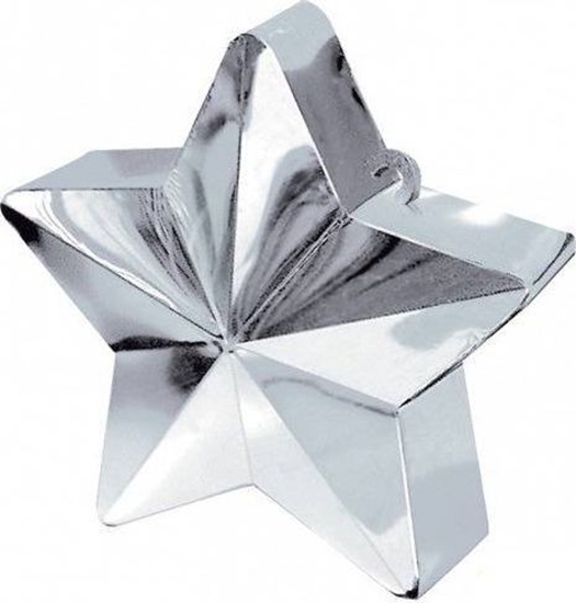 Изображение AMSCAN Obcinik ciarek do balonów napenionych helem - Gwiazda srebrna - 170 g. uniwersalny