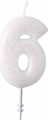 Изображение AMSCAN wieczka cyferka 6 m byszczca 9904381