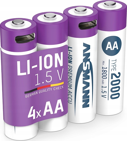 Picture of Ansmann ANSMANN 1312-0036 Li-Ion rechargeable batteries Mignon AA type 2000 (min. 1800 mAh) 4-pack box