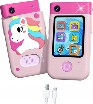 Picture of Aparat cyfrowy Xrec Aparat Cyfrowy 48mp Kamera 1080p Dla Dziecka Gry Latarka Mp3 Budzik Telefon / Bls-i9 / Róowy Jednoroec
