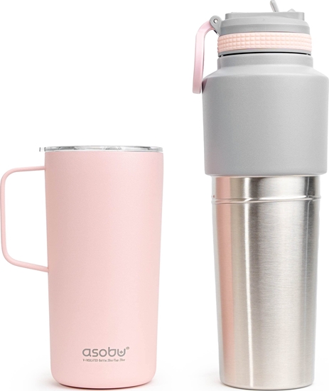 Picture of Asobu Twin Pack Bottle with Mug Pink, 0.9 L + 0.6 L