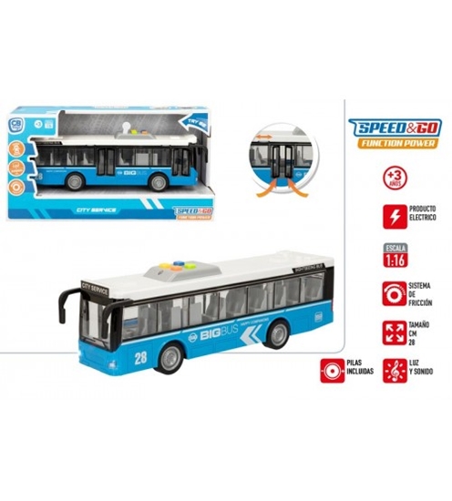 Picture of Autobuss ar skaņu un gaismu (durvis atvērās, inercija) 28 cm CB49808