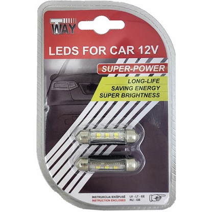 Attēls no Autospuldze LED SV8.5, 3 SMD 41mm balta 2gab.