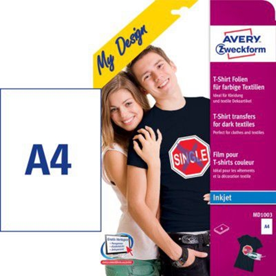 Picture of Avery Zweckform Folie Transferowe na Koszulki do Kolorowych Tkanin, 4 arkusze