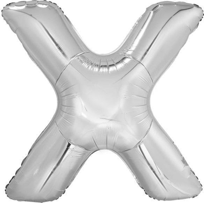 Изображение Balon foliowy litera X srebrna 81x86cm