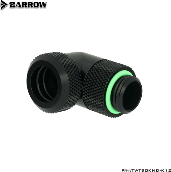 Изображение Barrow Barrow Multi-Link Adapter Anschluss 90 Grad G1/4 Zoll AG auf 12mm AD Hardtube - drehbar, schwarz