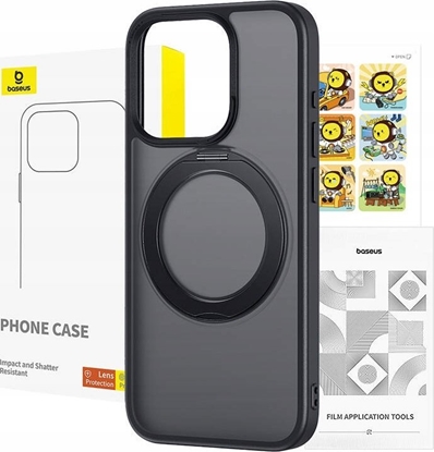 Изображение Baseus Etui Baseus SkyRing Magnetic ze stojakiem dla iP 13 Pro + szko hartowane i zestaw czyszczcy (czarny)