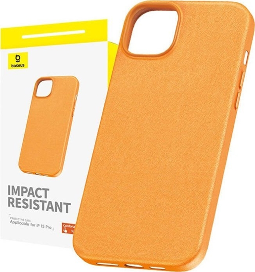 Picture of Baseus Phone Case for iPhone 15 Pro Baseus Fauxther Series (Orange)