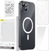 Picture of Baseus Phone case Baseus Magnetic Crystal Clear for iPhone 13 (transparent) with all-tempered-glass screen protector and cleaning kit