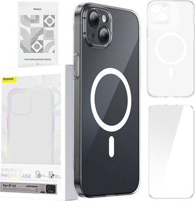 Attēls no Baseus Etui ochronne Baseus Magnetic Crystal Clear do iPhone 13 (transparentne) + szko hartowane + zestaw czyszczcy