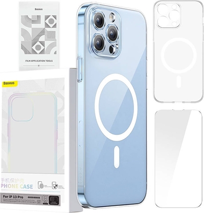 Attēls no Baseus Etui ochronne Baseus Magnetic Crystal Clear do iPhone 13 Pro (transparentne) + szko hartowane + zestaw czyszczcy