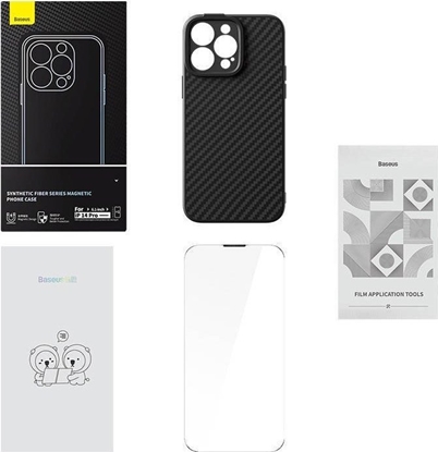 Attēls no Baseus Armored case for iPhone 14 Pro compatible with MagSafe Baseus Synthetic Fiber tempered glass - black