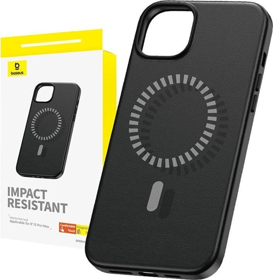 Picture of Baseus Magnetic Phone Case for iPhone 15 ProMax Baseus Fauxther Series (Black)