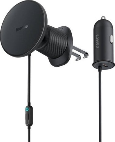 Picture of Baseus Magnetic Car Phone Holder Baseus CW01 to Ventilation Grid with car charger USB-A, 15W + 25W (black)