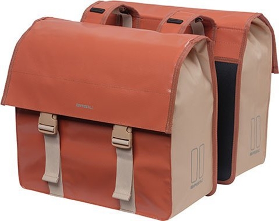 Picture of Basil Sakwa miejska podwójna BASIL URBAN LOAD DOUBLE PANNIER BAG 48-53L, Universal Bridge System, 100% wodoodporna, terra red/rose (NEW 2024)