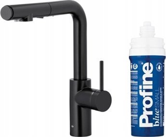 Изображение Bateria kuchenna KFA DUERO PURE BASIC PULL-OUT BATERIA KUCHENNA Z FUNKCJ FILTRACJI WODY I WYCIGAN WYLEWK + ZESTAW FILTRUJCY PROFINE BLUE S, CZARNA