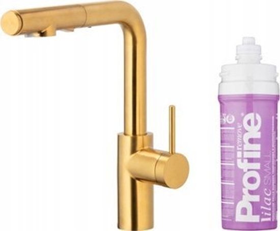 Изображение Bateria kuchenna KFA DUERO PURE BASIC PULL-OUT BATERIA KUCHENNA Z FUNKCJ FILTRACJI WODY I WYCIGAN WYLEWK + ZESTAW FILTRUJCY PROFINE LILAC S, BRUSHED GOLD