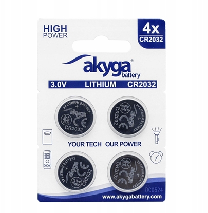 Изображение Bateria litowa CR2032 Akyga AKY2100 3V / 210mAh 4szt