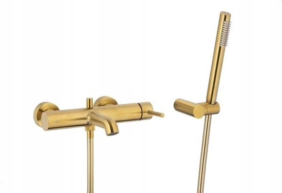 Picture of Bateria wannowa KFA BATERIA MOZA WANNOWA CIENNA, POZIOMA, BRUSHED GOLD Z KOMPLETEM NATRYSKOWYM PUNKTOWYM PREMIUM