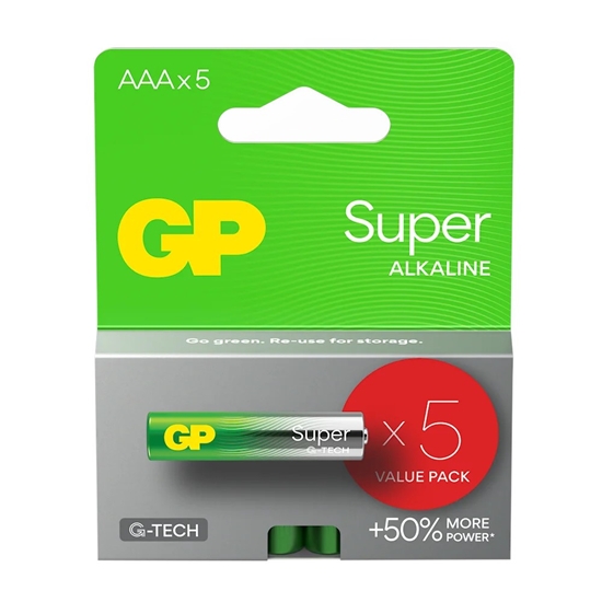 Picture of Baterie alkaliczne LR03/AAA GP SUPER 5szt. (G-TECH) 