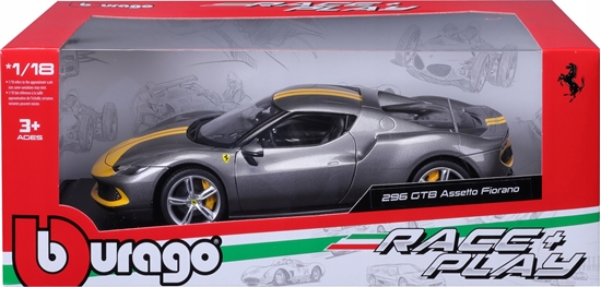 Picture of Bburago Ferrari 296 GTB Assetto Grey/Yellow 1:18 BBURAGO