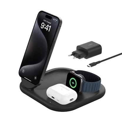 Picture of Belkin BOOST Charge 3in1 Qi2 15W magn.Charg.Stand bl.  WIZ029vfBK