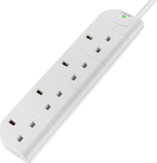 Picture of Belkin E-Series 4 Socket, 3-Metre SurgeStrip White 4 AC outlet(s) 230 V 3 m